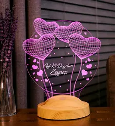 Doğum Günü Hediyesi, Sevgiliye, Arkadaşa İsimli Doğum Günü Hediyesi, Kişiye Özel Balon Kalpler Kişiye Özel 3D Led Lamba 4
