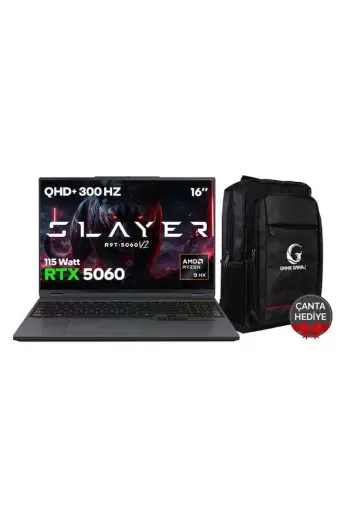 Game Garaj Slayer R9T-5060 V2 C1 AMD Ryzen 9 8945HX 32 GB RAM 1 TB SSD RTX5060 16" 300Hz QHD+ IPS FreeDOS Gaming Laptop