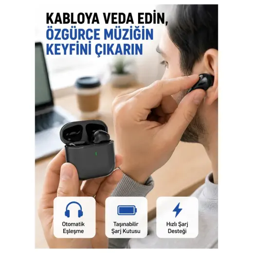 Masa Dostu Tws Pro 5 Bluetooth Kulaklık – Kablosuz ve Şarj Kutulu Tasarım Yeni Nesil Tdms-07