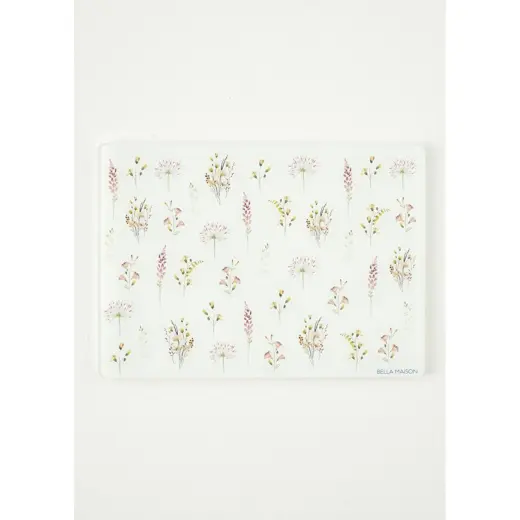 Bella Maison Flores Cam Kesme Tahtası (35x25 Cm) Çok Renkli