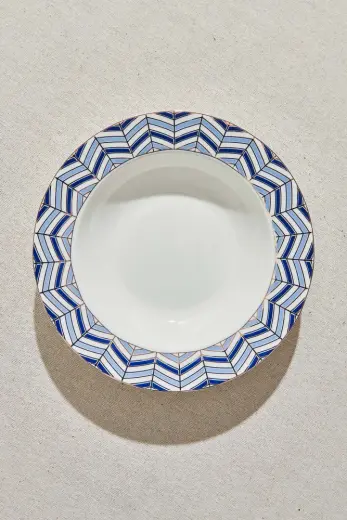 Nautical Porselen Çukur Tabak Mavi Beyaz