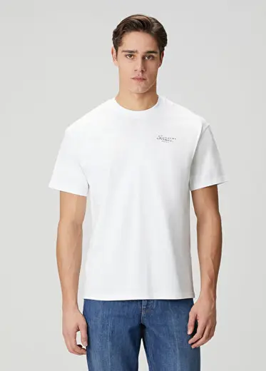 Beyaz Logo Baskılı T-shirt