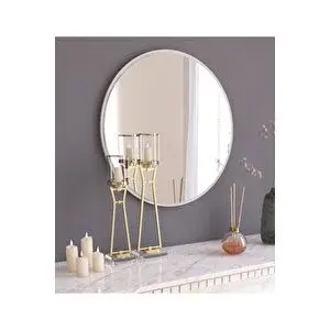 Nysamo 45 Cm Yuvarlak Beyaz Antre Hol Koridor Duvar Salon Mutfak Banyo Ofis Makyaj Aynası