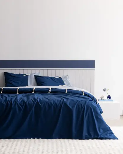 Faust King Size %100 Pamuk Çarşaflı Nevresim Takımı - Lacivert