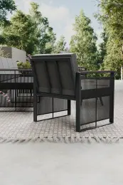 Upstyle Maris Bahçe Balkon Oturma Takımı Teak Masa Antrasit 7