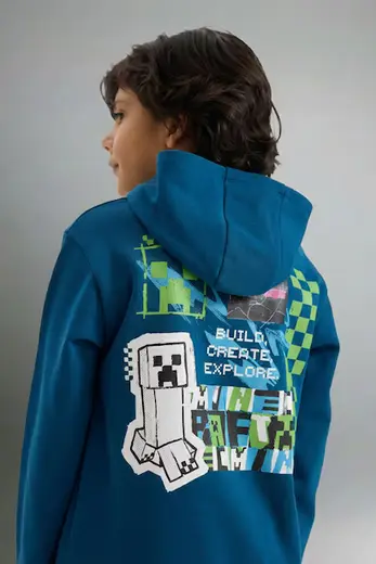 Minecraft Kapüşonlu Sweatshirt Erkek Çocuk