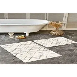 Vivense Di̇ji̇tal Baski, Kaymaz Taban İki̇li̇ Banyo Paspasi 100x60 + 60x50 Cm Rvg5-lna0018