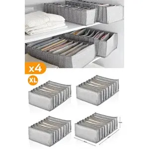 Serstil 4 Adet - 8 Gözlü Gri Benekli Çekmece İçi Düzenleyici Organizer – Xlarge