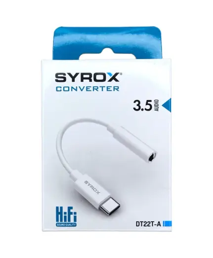 Syrox DT22T-A Konuşma Müzik Type-c To Aux Kulaklık Dönüştürücü