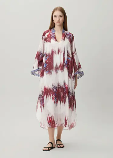 Freesia Bordo Beyaz Kaftan