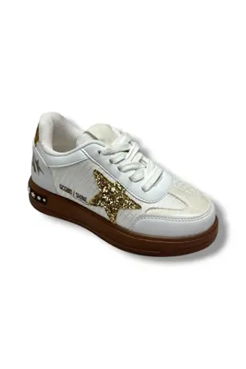 5006-26 Anorak Simli Yıldız Desenli Kız Çocuk Sneaker
