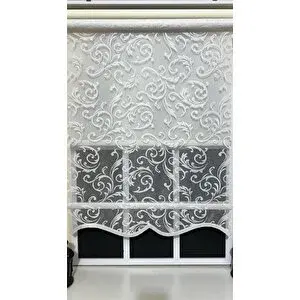 StorBurada Çift Mekanizmalı Ekru Beyaz Tül Perde Ve Ekru Stor Perde Stb45251-v01 150x200 cm