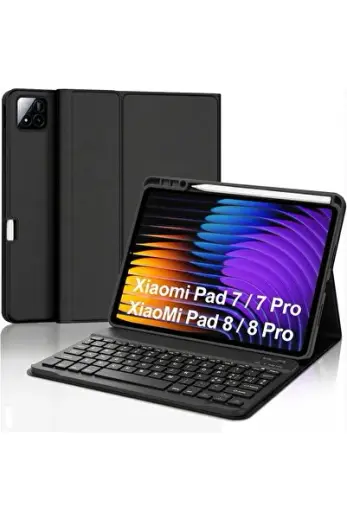 Xiaomi Mi Pad 7/7 Pro Mi Pad 8/8 Pro 11.2 inç Uyumlu Kalem Bölmeli Bluetooth Türkçe Q Klavyeli Tablet Kılıfı