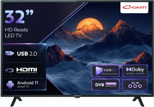 Conti 32” HD Ready LED TV (CT32LE300H), Dahili Uydu Alıcılı, 2x HDMI, USB Medya Oynatıcı, Dolby Audio, Enerji Tasarruflu, 1366x768