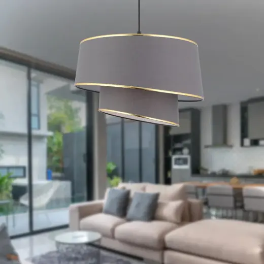Apliqa Paoni 2 Katlı Antrasit Gold Detaylı Modern Koridor,yatak Odası Salon Avize