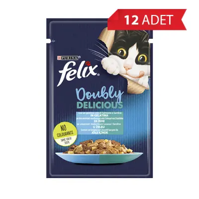 Felix Çifte Lezzet Somonlu ve Sardalyalı Yetişkin Kedi Konservesi 85gr (12 Adet)