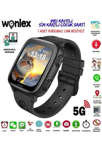 Wonlex 5G Sim Kartlı İmei kayıtlı Wifi/Gps/Lbs Konum Uzaktan Dinleme Akıllı Çocuk Güvenlik Saati
