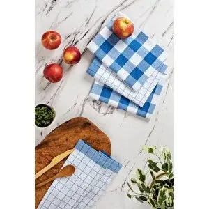 Denizli Concept Mavi 4'lü Kurulama Bezi - Pamuklu Ve Çok Amaçlı - Oeko-tex Sertifikalı