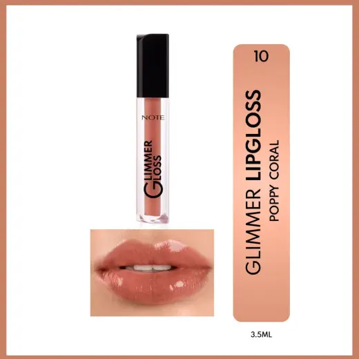 Note Glimmer Gloss Işıltılı Nemlendirici Dudak Parlatıcısı 10 Poppy Coral