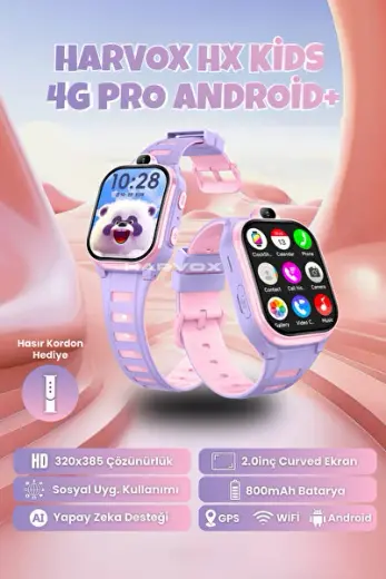 HX Kids 4G Pro+ Android Sim Kartlı Gps Akıllı Çocuk Saati Konum Takibi Görüntülü Konuşma 4G Destekli