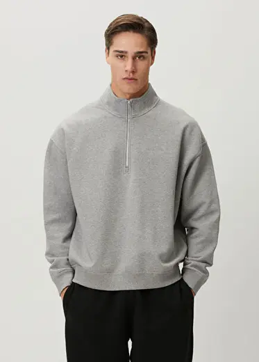Rove Gri Yakası Fermuarlı Sweatshirt