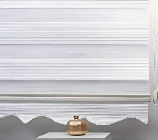 Geniş Plise Beyaz Eteği Dilimli Stor Zebra Güneşlik Perde Alüminyum Kasa, Metal Ayak