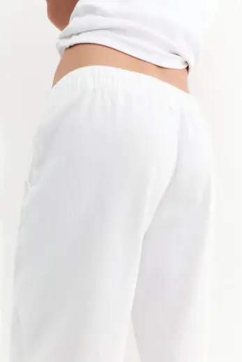 Düşük bel jogger jean Beyaz