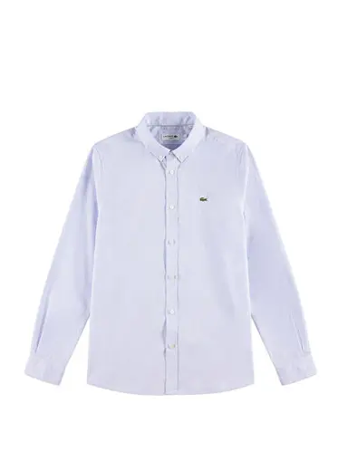 Mavi Düğmeli Yaka Slim Fit Uzun Kollu Erkek Gömlek