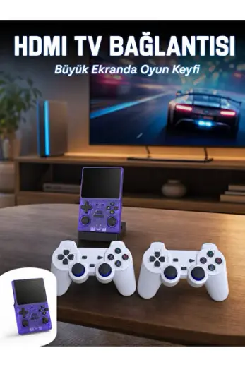 Retro Oyun Konsolu 2 Kablosuz Oyun Kolu ve IPS Ekranlı - Lisinya