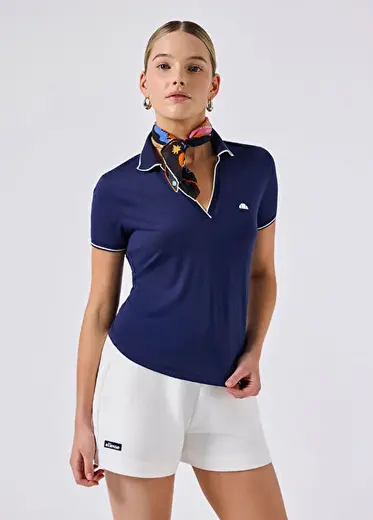 Lacivert Polo Yaka Kısa Kollu Kadın T-Shirt 6SF5041-NV