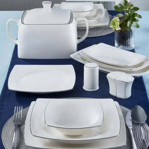 Güral Porselen Caroline 62 Parça Kare Bone Yemek Takımı - 220