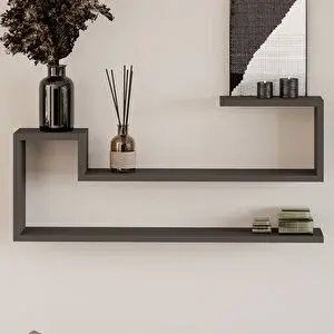 Inarch Ravi Dekoratif Duvar Rafı, Modern Kitaplık Ve Raf Ünitesi, Antrasit Antrasit