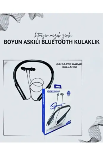 PG100 Sporcu Bluetooth Kulaklık Lcd Şarj Göstergeli Boyun Bantlı 100 Saat Şarj Kapasiteli
