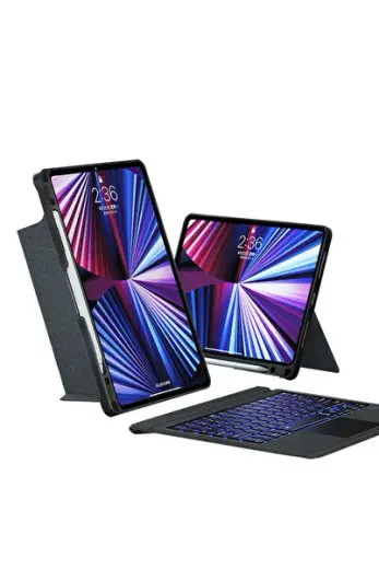 12.9 Inç 2022 (6.NESİL) Uyumlu Touch Pad Bluetooth Klavyeli Standlı Mıknatısl