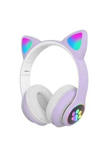 Kart Girişli Kedi Bluetooth Kulaklık Yüksek Ses Akıllı Led Kulaklık + 12 Saat Fazla Şarj