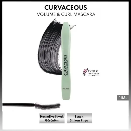 Note Curvaceous Hacim ve Kıvırma Etkili Maskara Siyah
