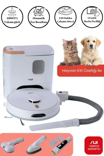 RS16 PRO MAX Pet Kit Özellikli Akıllı Robot Vacuum & Mop Süpürge Beyaz (YUI TÜRKİYE GARANTİLİ)