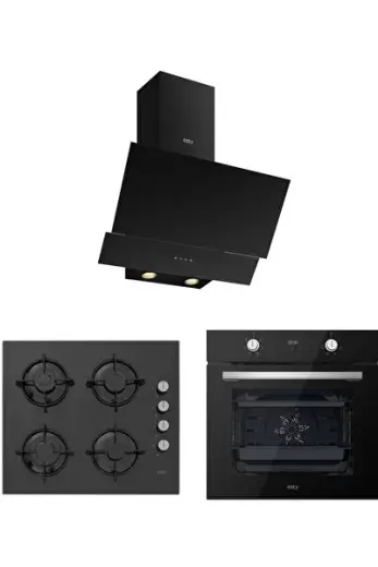 Siyah Cam Ankastre Set - AEF6603B02 Fırın, ACO5700E6B01 60 cm Ocak, 3480 60 cm Davlumbaz
