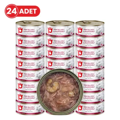 Petlebi Sos İçinde Fileto Taze Ton Balıklı ve Karidesli Kedi Konservesi 70gr (24 Adet)