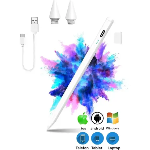 Piyatech Şarjlı Dokunmatik Kalem Ios Android Windows Uyumlu Tablet Telefon iPad Yazı Çizim Kalemi Çift Tıklı