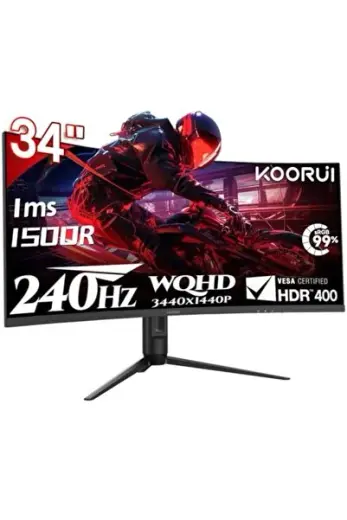 34 inç oyun monitörü, 240Hz PC ekranı, kavisli 1500R, uyarlanabilir senkronizasyon, ultra geniş WQHD (3440×1440), HDR400, yüksekliği ayarlanabilir (110 mm), Pip/PBP, siyah