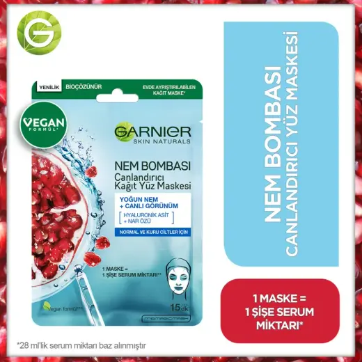 Garnier Nem Bombası Canlandırıcı Kağıt Maske 28 gr