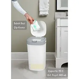Bebek Bezi Kovası Kokusuz Kendinden Poşetli Kartuşlu Bebek Bezi Çöp Kovası 19 Lt.