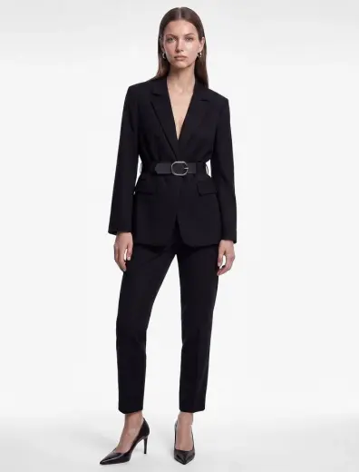 Cepli Yüksek Bel Slim Fit Cigarette Pantolon