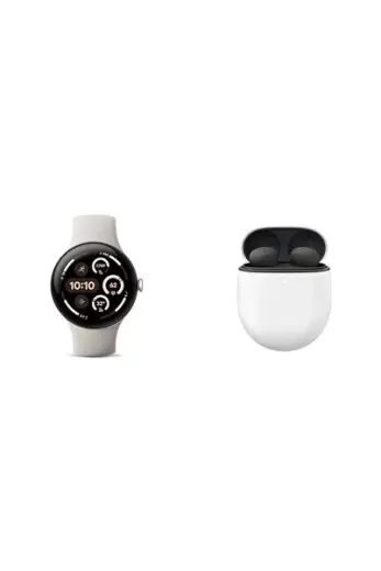 Paketi - Pixel Watch 3 (Cilalı Gümüş Alüminyum Kasa - Porselen Bant - 45 mm LTE) ve Pixel Bud