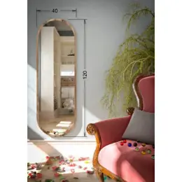 Nysamo 120 Cm Ceviz Oval Duvar Salon Antre Hol Koridor Mutfak Banyo Ofis Aynası 4