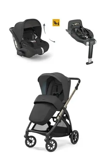 Inglesina Electa+ Tek El Katlanıp Açılan Çift Yön Bebek Arabası Yatabilen Ana Kucağı+Baza 3lü Set - Upper Black