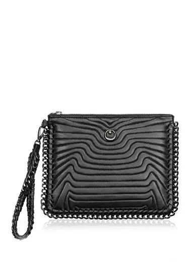 Siyah Deri Zincir Detaylı Kadın Portföy Çanta