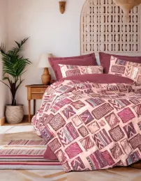 Ethnic Çift Kişilik Nevresim Takımı Estilo Bordo 1