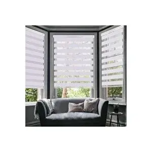 Kidmex Ithal Bambu Beyaz Stor Zebra Perde Etek Dilimsiz 70x200 cm
